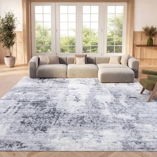 SAFAVIEH Area Rug 8x10 - Amelia Collection - Large - Grey & Ivory, Modern Design, Non-Shedding & Easy Cleaning, Ideal for Living Room, Bedroom, Office, Dining Space (ALA777F)