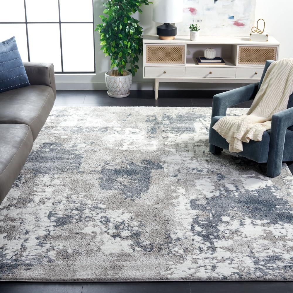 SAFAVIEH Area Rug 8x10 - Century Collection - Large - Grey & Blue, Modern Abstract Design, Non-Shedding & Easy Cleaning, Ideal for Living Room, Bedroom, Office, Dining Space (CTY339F)