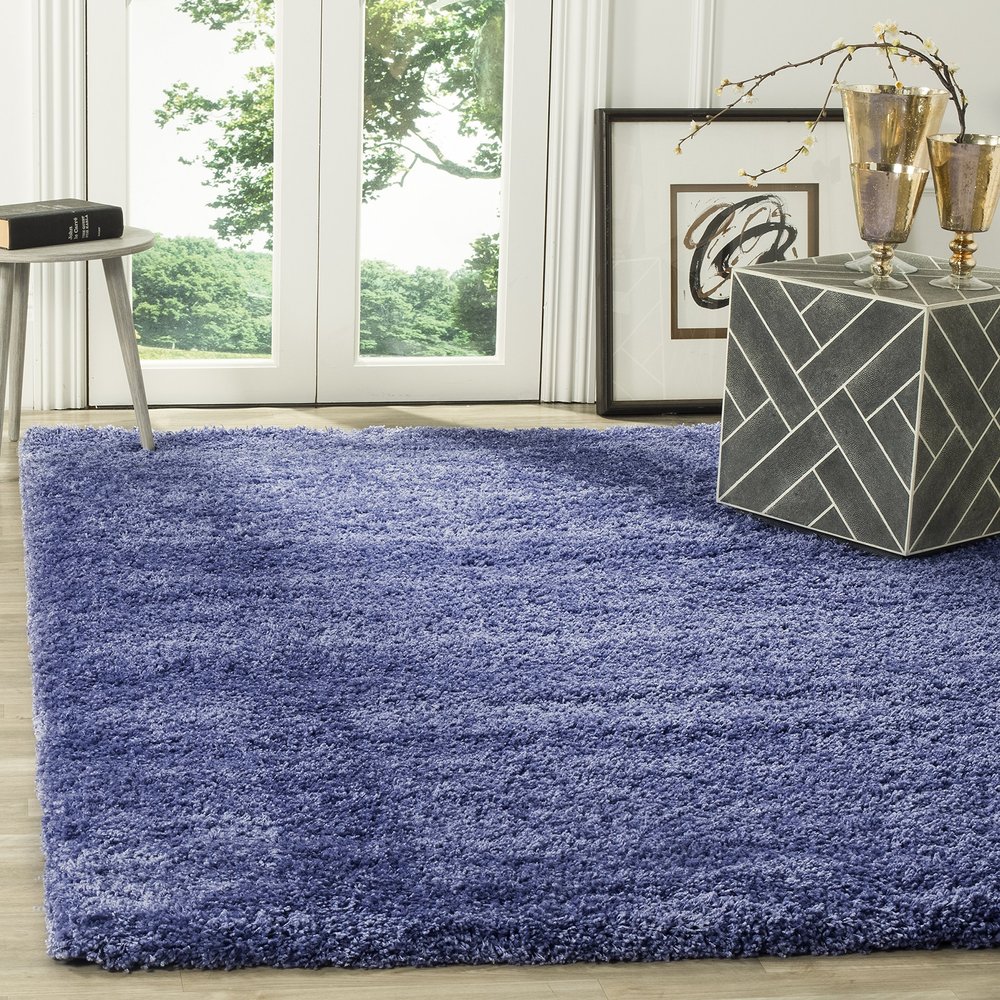 SAFAVIEH California Shag Collection Area Rug - 4' Square, Periwinkle, Non-Shedding & Easy to Clean, Ultra Plush Thick Pile, Ideal for Living Room, Bedroom, Dining Space (SG151-7171)