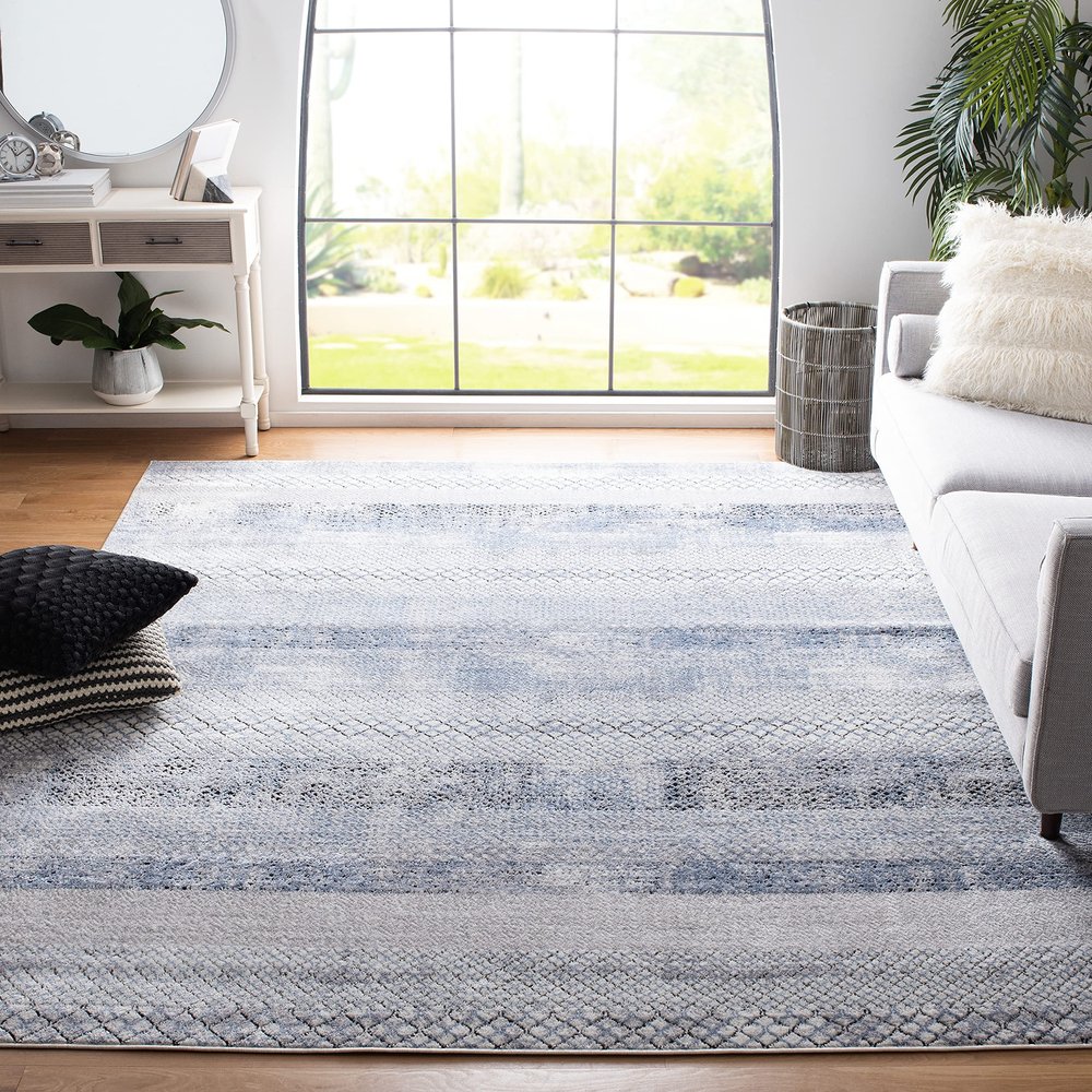 SAFAVIEH Area Rug 8x10 - Amelia Collection - Large - Grey & Light Blue, Modern Design, Non-Shedding & Easy Cleaning, Ideal for Living Room, Bedroom, Office, Dining Space (ALA761G)