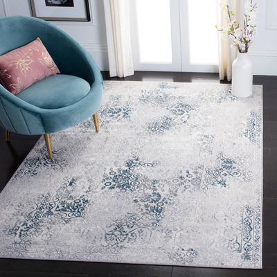 SAFAVIEH Orchard Collection Accent Rug - 4'5" x 6'5", Grey & Blue, Vintage Distressed Design, Non-Shedding & Easy Care, Ideal for High Traffic Areas in Entryway, Living Room, Bedroom (ORC684F)