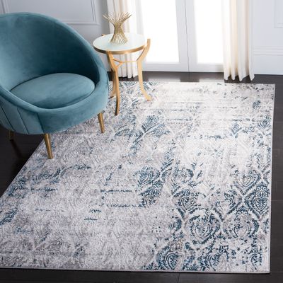 SAFAVIEH Area Rug 8x10 - Amelia Collection - Large - Grey & Blue, Modern Design, Non-Shedding & Easy Cleaning, Ideal for Living Room, Bedroom, Office, Dining Space (ALA279F)