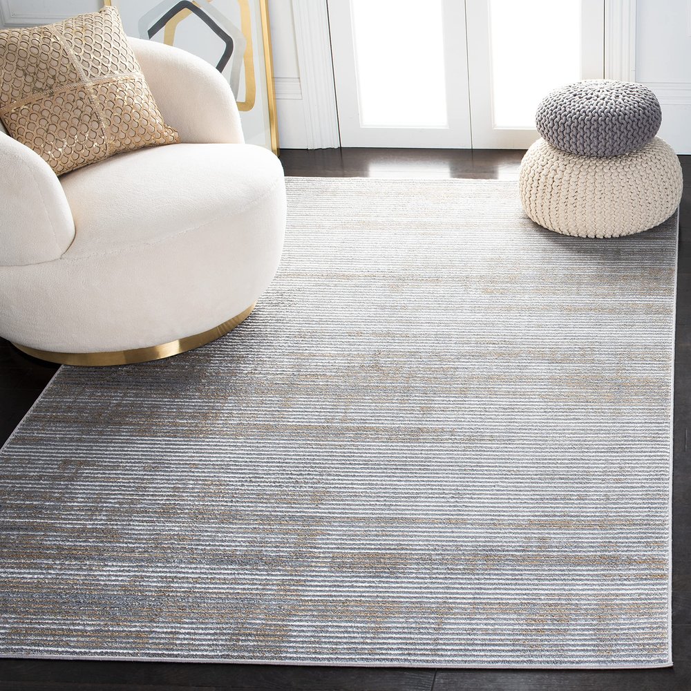 SAFAVIEH Orchard Collection Accent Rug - 4'5" x 6'5", Grey & Gold, Modern Abstract Design, Non-Shedding & Easy Care, Ideal for High Traffic Areas in Entryway, Living Room, Bedroom (ORC661G)
