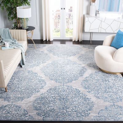 SAFAVIEH Area Rug 8x10 - Lagoon Collection - Large - Grey & Blue, Distressed Design, Non-Shedding & Easy Cleaning, Ideal for Living Room, Bedroom, Office, Dining Space (LGN506F)