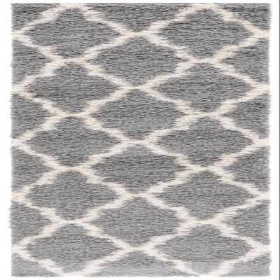 SAFAVIEH Dallas Shag Collection Runner Rug - 2'3" x 20', Grey & Ivory, Trellis Design, Non-Shedding & Easy Care, 1.5-inch Thick Ideal for High Traffic Areas in Living Room, Bedroom (SGD257G)