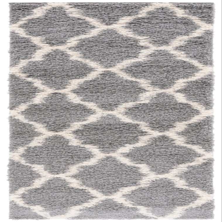 SAFAVIEH Dallas Shag Collection Runner Rug - 2'3" x 20', Grey & Ivory, Trellis Design, Non-Shedding & Easy Care, 1.5-inch Thick Ideal for High Traffic Areas in Living Room, Bedroom (SGD257G)