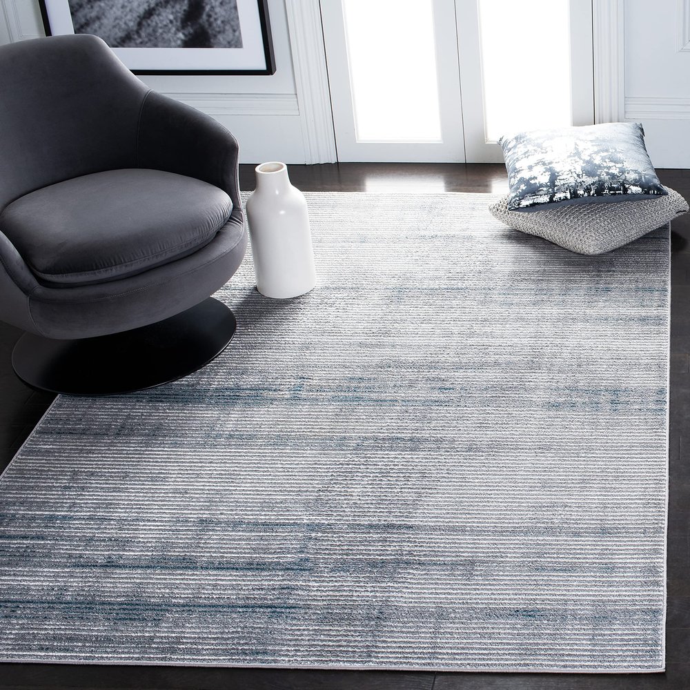 SAFAVIEH Orchard Collection Accent Rug - 4'5" x 6'5", Grey & Blue, Modern Abstract Design, Non-Shedding & Easy Care, Ideal for High Traffic Areas in Entryway, Living Room, Bedroom (ORC661F)