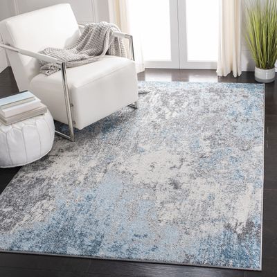 SAFAVIEH Area Rug 12x15 - Tulum Collection - Large - Grey & Blue, Modern Abstract Design, Non-Shedding & Easy to Clean, Ideal for Living Room, Bedroom, Dining Space (TUL207F)