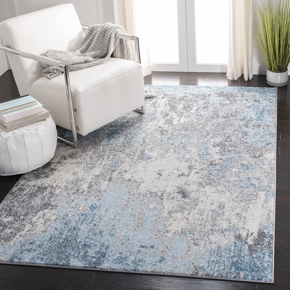 SAFAVIEH Area Rug 12x15 - Tulum Collection - Large - Grey & Blue, Modern Abstract Design, Non-Shedding & Easy to Clean, Ideal for Living Room, Bedroom, Dining Space (TUL207F)