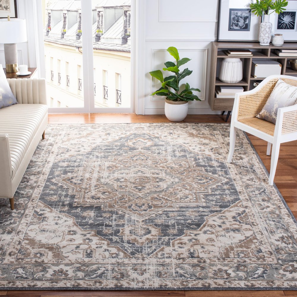 SAFAVIEH Area Rug 8x10 - Pyramid Collection - Large - Ivory & Beige, Oriental Design, Non-Shedding & Easy Cleaning, Ideal for Living Room, Bedroom, Office, Dining Space (PYR268B)