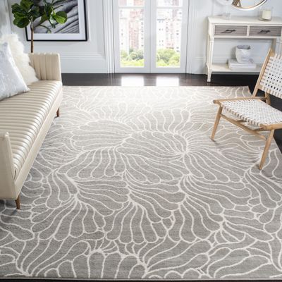 SAFAVIEH Area Rug 8x10 - Pyramid Collection - Large - Grey & Ivory, Abstract Design, Non-Shedding & Easy Cleaning, Ideal for Living Room, Bedroom, Office, Dining Space (PYR264F)