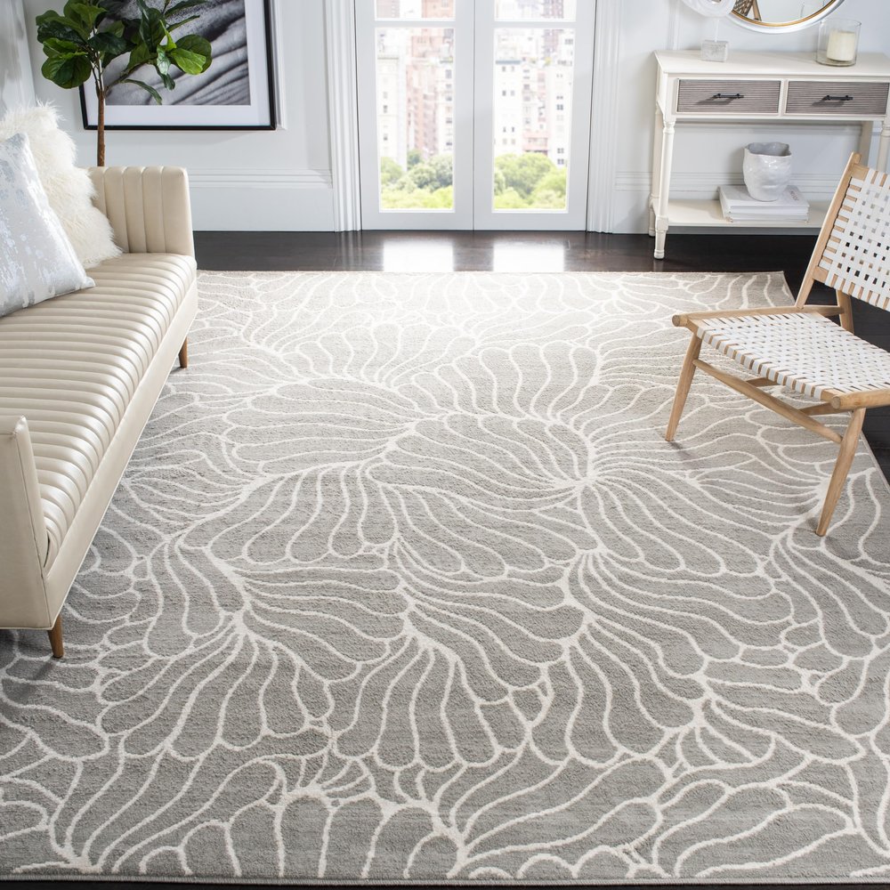 SAFAVIEH Area Rug 8x10 - Pyramid Collection - Large - Grey & Ivory, Abstract Design, Non-Shedding & Easy Cleaning, Ideal for Living Room, Bedroom, Office, Dining Space (PYR264F)