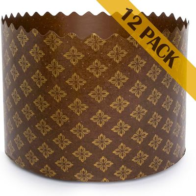 12oz Kulich Mold Paska Easter Bread Forms |12 pcs| Bread Paper Mold - Non Stick Panettone Paper Baking Molds Universal Brown Design