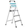 BIRDROCK HOME 3-Step Aluminum Step Ladder - Lightweight Foldable Stepladder with Wide Non-Slip Steps - Ideal for Kitchen, Pantry, Closets, and Home Office - Space-Saving Design - Indoor Use - Silver view 1