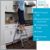 BIRDROCK HOME 3-Step Aluminum Step Ladder - Lightweight Foldable Stepladder with Wide Non-Slip Steps - Ideal for Kitchen, Pantry, Closets, and Home Office - Space-Saving Design - Indoor Use - Silver view 2