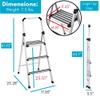 BIRDROCK HOME 3-Step Aluminum Step Ladder - Lightweight Foldable Stepladder with Wide Non-Slip Steps - Ideal for Kitchen, Pantry, Closets, and Home Office - Space-Saving Design - Indoor Use - Silver view 3