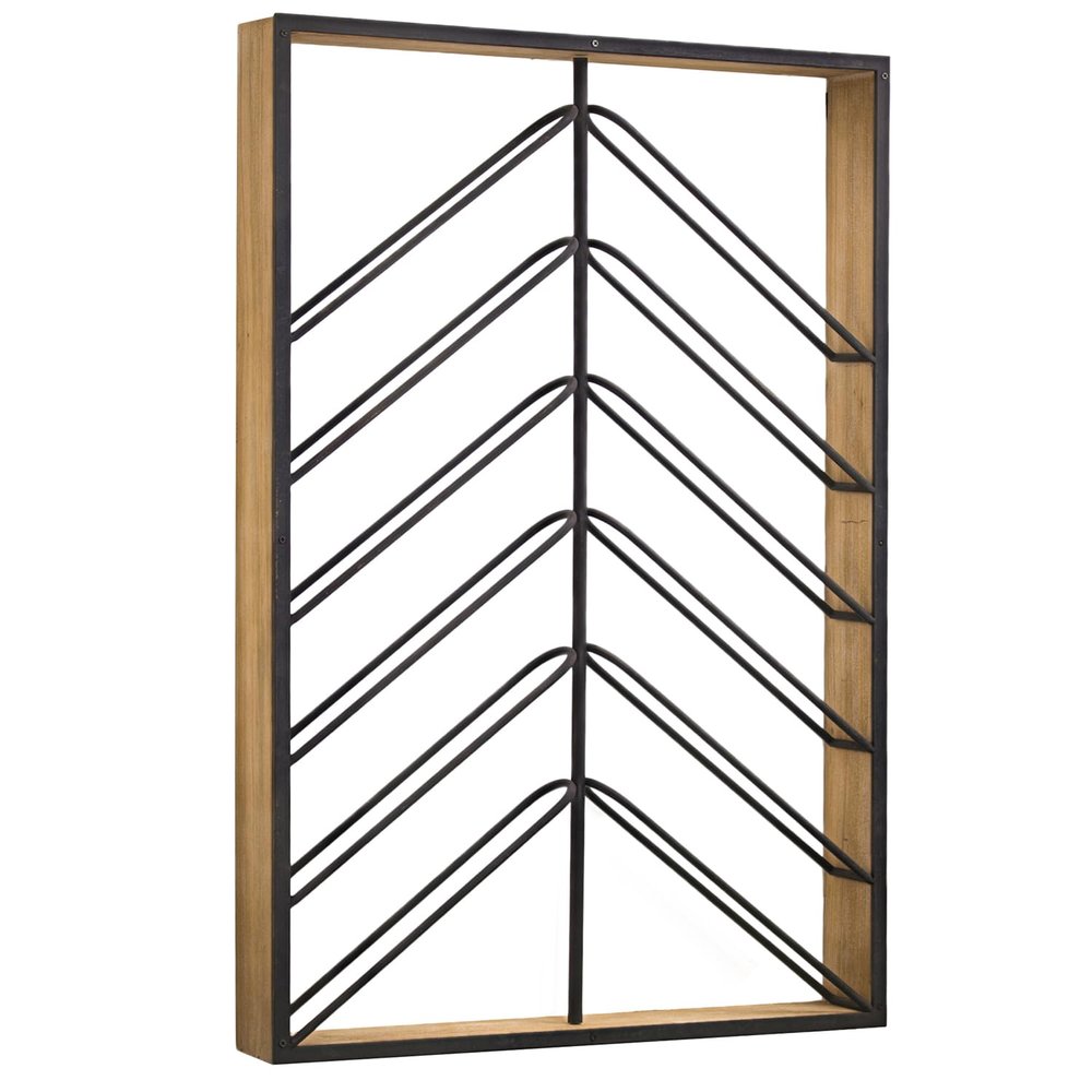 American Art Decor Wall Mounted Wine Rack - Wood/Metal Wine Bottle Holder & Display Shelf - 12-Wine Bottle Storage Organizer (36.25 x 24.25 x 3.75)