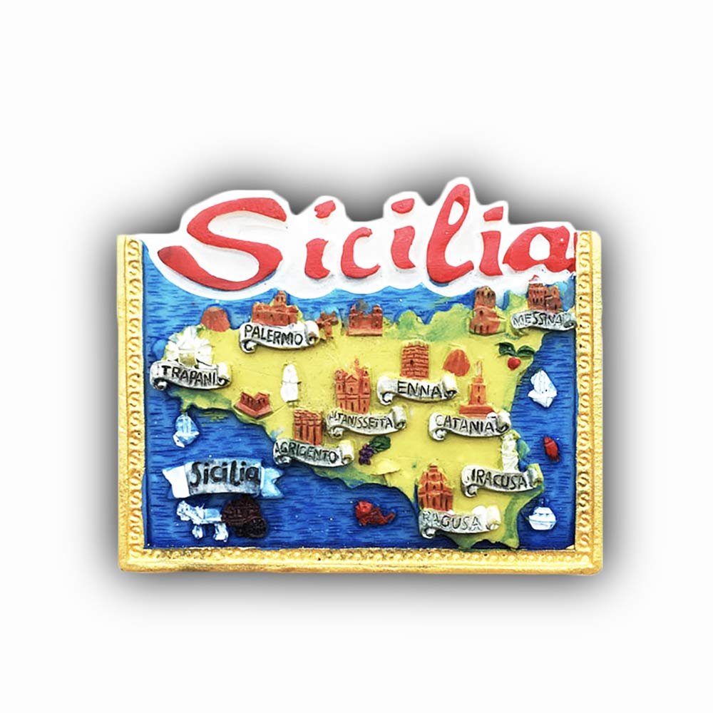 Sicily Italy 3D Map Refrigerator Magnet Resin Travel Souvenirs,Handmade Home & Kitchen Decoration Sicily Fridge Magnet Collection Gift