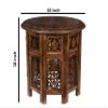 Lightnpro Handcrafted Wooden Round Accent Table - Vintage Farmhouse Octagonal Side End Table with Intricate Carvings for Living Room, Bedroom, Entryway - 18x18 Inch - Burnt view 2