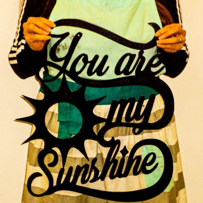Badger Steel USA - You are My Sunshine - Metal Wall Art - 18" X 18" - Black