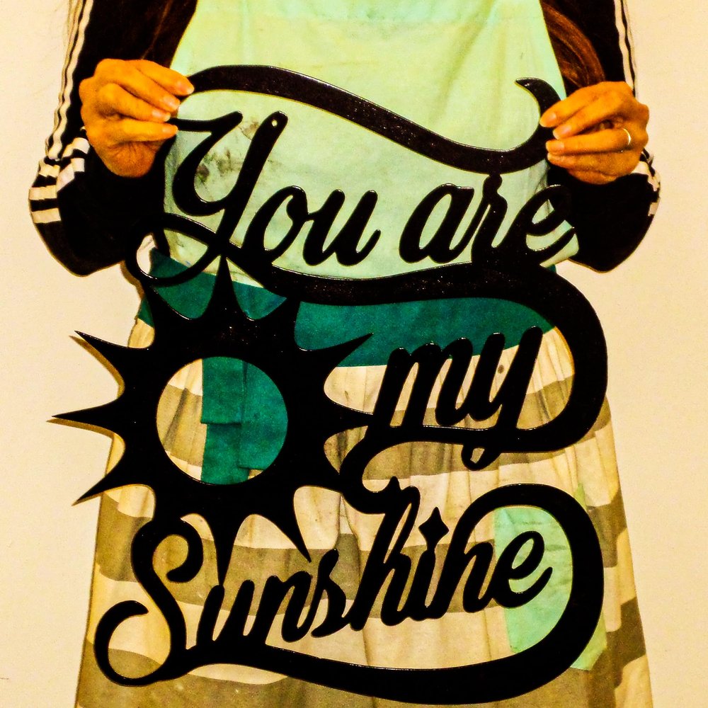 Badger Steel USA - You are My Sunshine - Metal Wall Art - 18" X 18" - Hammered Silver