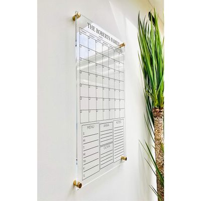 Large Clear Acrylic Monthly Calendar for wall | Dry-Erase Message White Board Calendar Wall Mounted Office Home Family Organization Tools Must Haves School Kids Adult Mom Teen Monthly Weekly ADHD Tool