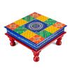 2dozay Wooden Floral Printed Multipurpose Pooja Mandir Chowki (Multicolour) view 1