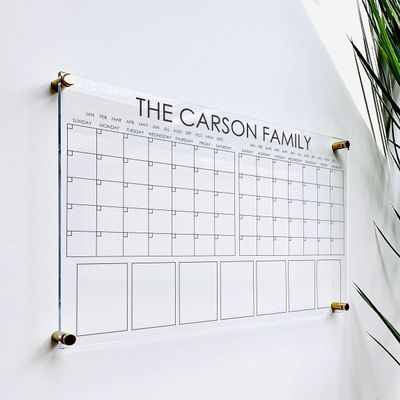 Large Clear Acrylic Monthly Calendar for wall | Dry-Erase Message White Board Calendar Wall Mounted Office Home Family Organization Tools Must Haves School Kids Adult Mom Teen Monthly Weekly ADHD Tool
