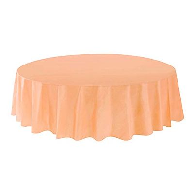 Allgala 144-Pack Bulk Case Lot Premium Plastic Table Cover Medium Weight Disposable Tablecloth-Round 84"-Peach-TC58424