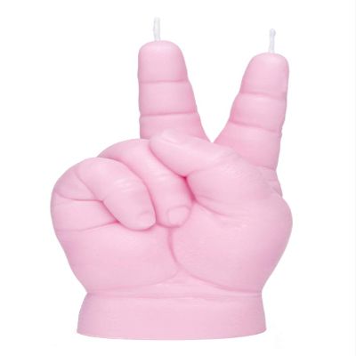 CandleHand Baby 'Victory/Peace' Hand Gesture Candle (Pink)