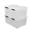 Callyne 70 L Clear Plastic Large Storage Box with Wheels, Set of 4 LargeLatch Plastic Box for Storage view 1