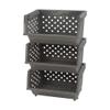 Callyne 3 Pack Plastic Stacking Organizer Basket, Open Front Large Stackable Storage Bins, Gray view 1