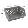 Callyne 3 Pack Plastic Stacking Organizer Basket, Open Front Large Stackable Storage Bins, Gray view 2