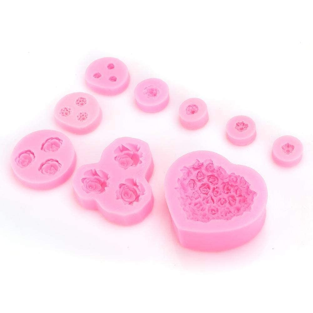 9Pcs Cake Unique Heart Rose Shape Chocolate Silicone Baking Chocolate Cake Baking Tool Accessories for Backing DIY
