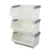 Bringer 4-Pack Plastic Stackable Storage Basket, Kitchen Stacking Organizer Basket, White view 1