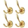 ZUONAI Gold Hooks 4 Pack Towel Hooks Gold Brushed Gold Wall Hooks Heavy Duty Metal Coat Hooks for Hanging Coats and Hat Hooks Wall Mounted Towel Hook for Bathrooms Color Varies by Lighting See Images view 1