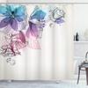 Ambesonne Flowers Shower Curtain, Buds Leaf at The top Left Corner Season Celebrating Theme Illustration, Cloth Fabric Bathroom Decor Set with Hooks, 69" W x 70" L, Blue Purple Pink view 1