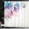 Ambesonne Flowers Shower Curtain, Buds Leaf at The top Left Corner Season Celebrating Theme Illustration, Cloth Fabric Bathroom Decor Set with Hooks, 69" W x 70" L, Blue Purple Pink view 3