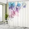 Ambesonne Flowers Shower Curtain, Buds Leaf at The top Left Corner Season Celebrating Theme Illustration, Cloth Fabric Bathroom Decor Set with Hooks, 69" W x 70" L, Blue Purple Pink view 4