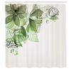 Ambesonne Flowers Shower Curtain, Buds Leaf at The top Left Corner Season Celebrating Theme Illustration, Cloth Fabric Bathroom Decor Set with Hooks, 69" W x 70" L, Sage Green White view 2