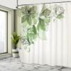 Ambesonne Flowers Shower Curtain, Buds Leaf at The top Left Corner Season Celebrating Theme Illustration, Cloth Fabric Bathroom Decor Set with Hooks, 69" W x 70" L, Sage Green White view 4