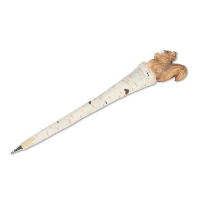 Abbott Collection 27-WHITTLE-0898 Squirrel on Birch Pen, 7 inches L, Brown/Ivory