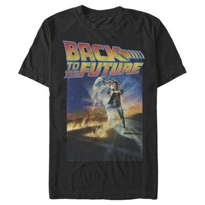 Back To The Future Mens Classic Poster Basic Solid Tee T-Shirt, Black, 4X-Large US