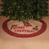 Merry Christmas Burlap with Plaid Border Tree Skirt 48 Inch Diameter New view 1