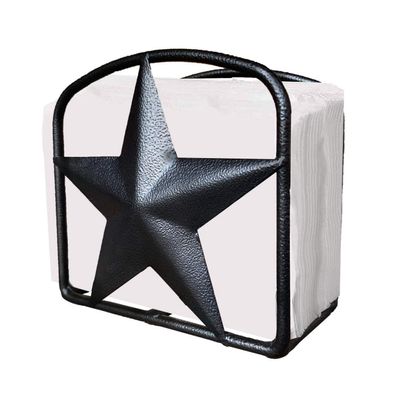 Black Rustic Texas Star Napkin Holder - Country Farmhouse Iron Metal Primitive Kitchen Countertop Napkin Holders, Western Style Stand for Napkins, Perfect Table Counter Decor for Home (Napkin Holder)