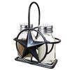 Black Rustic Texas Star Salt and Pepper Holder - Country Farmhouse Iron Metal Primitive Kitchen Countertop Holders, Western Style Caddy for Shakers, Table Counter Decor (Salt & Pepper Shaker Holder) view 1