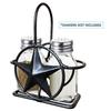 Black Rustic Texas Star Salt and Pepper Holder - Country Farmhouse Iron Metal Primitive Kitchen Countertop Holders, Western Style Caddy for Shakers, Table Counter Decor (Salt & Pepper Shaker Holder) view 2