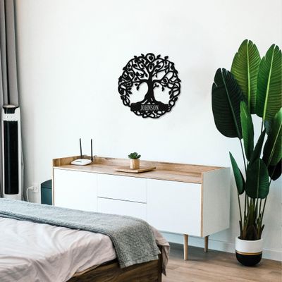 Badger Steel USA - Tree of Life Monogram - Metal Wall Art - 24" X 24" - Black