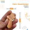 10 Certified Holy Land Olive Wood Handheld Comfort Cross from Israel. Small, 2.75". Velvet Bag, Meditation Booklet, Lord's Prayer Bookmark and Certificate of Authenticity Included. Clinging Palm cross view 2