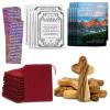 10pc Certified Holy Land Olive Wood Comfort Cross Set, 3.75, Bulk Velvet Pouch, Lords Prayer Bookmark, Meditation Booklet, Authenticity Certificate Included - Christian Gift  Holy Land Gifts Pack view 1